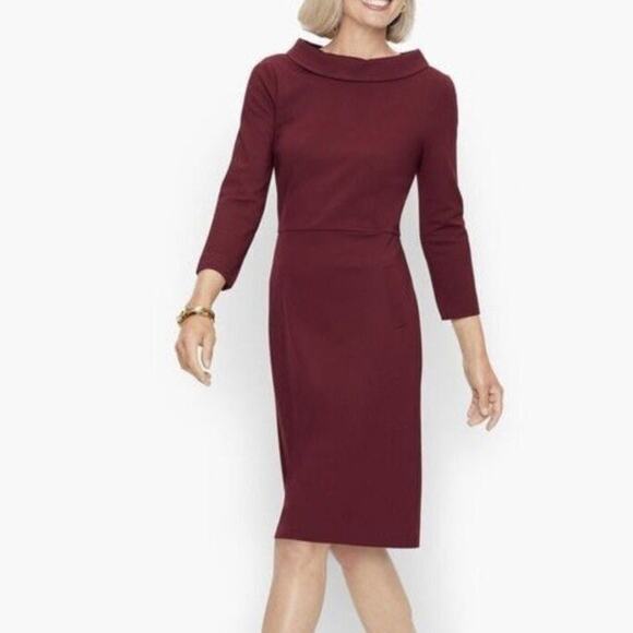NWT Talbots Audrey Ponte Knit Burgundy Dress Stretch Plus size 24W - Picture 1 of 15